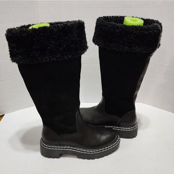 Splendid Antonia Sherpa trimmed black suede and leather boots Women's size 7 new - Picture 3 of 12